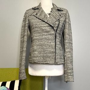 Rebecca Taylor Grey Marbled Knit Moto Zipper Jacket 2